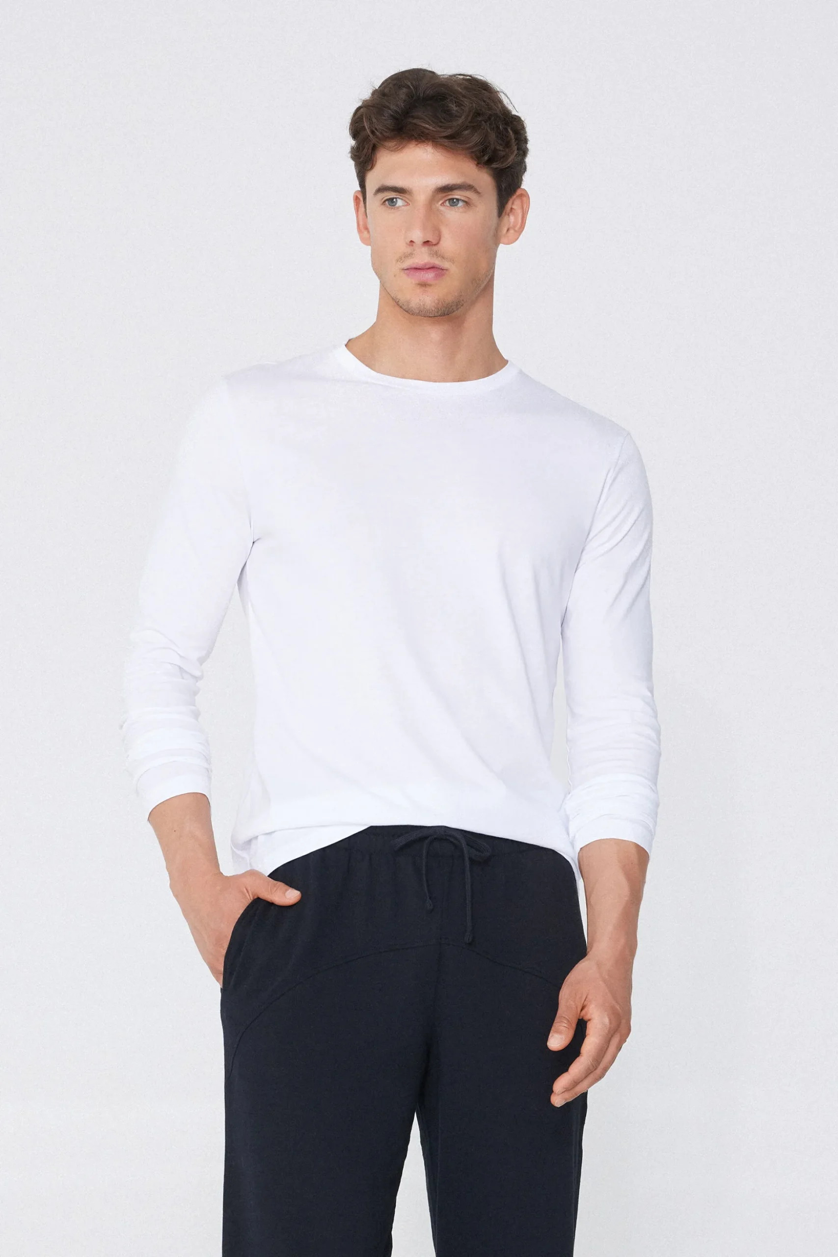 Long Sleeve Cotton Crew Neck Top - Long-Sleeved Tops - Men | Tezenis