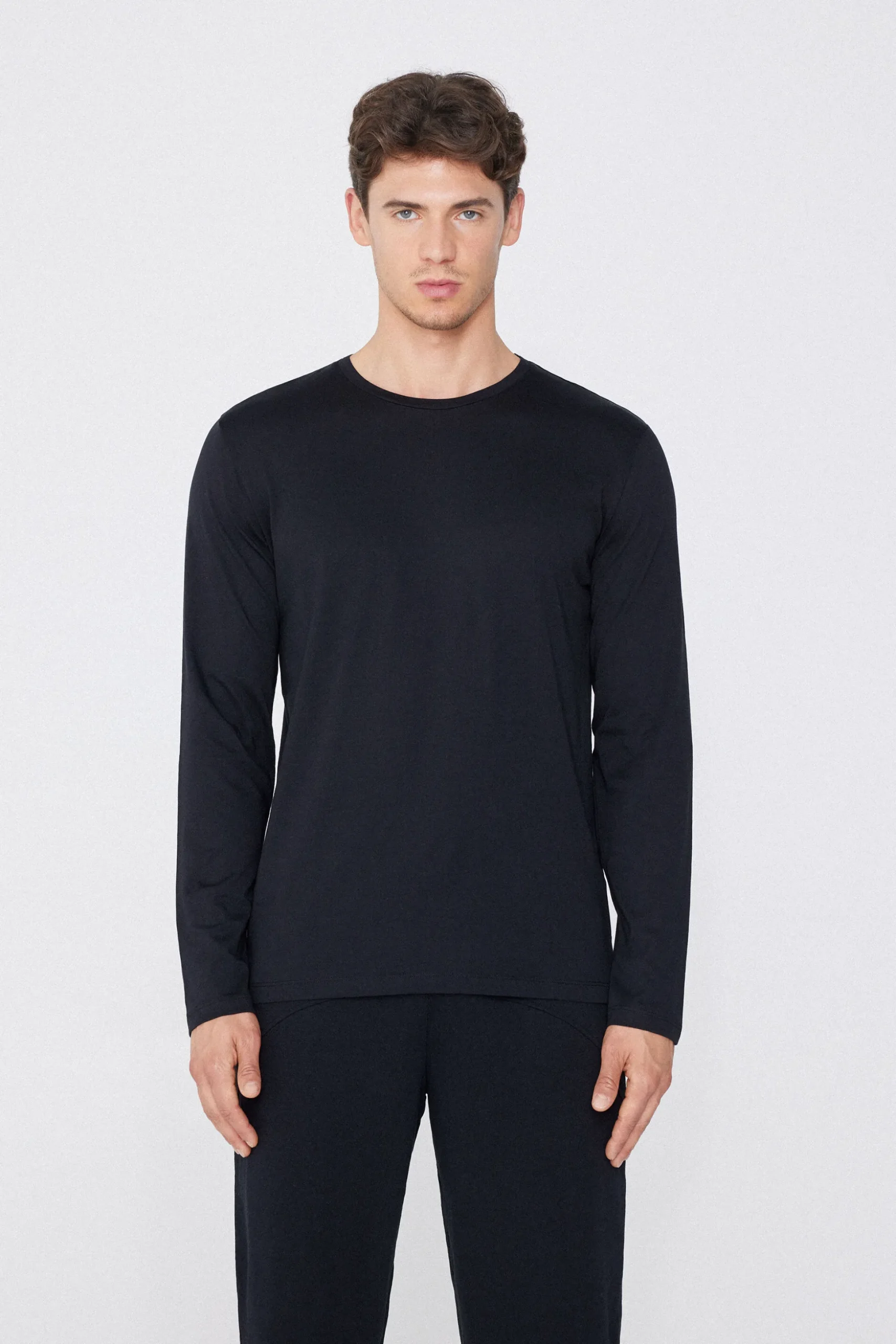 Long Sleeve Cotton Crew Neck Top - Long-Sleeved Tops - Men | Tezenis