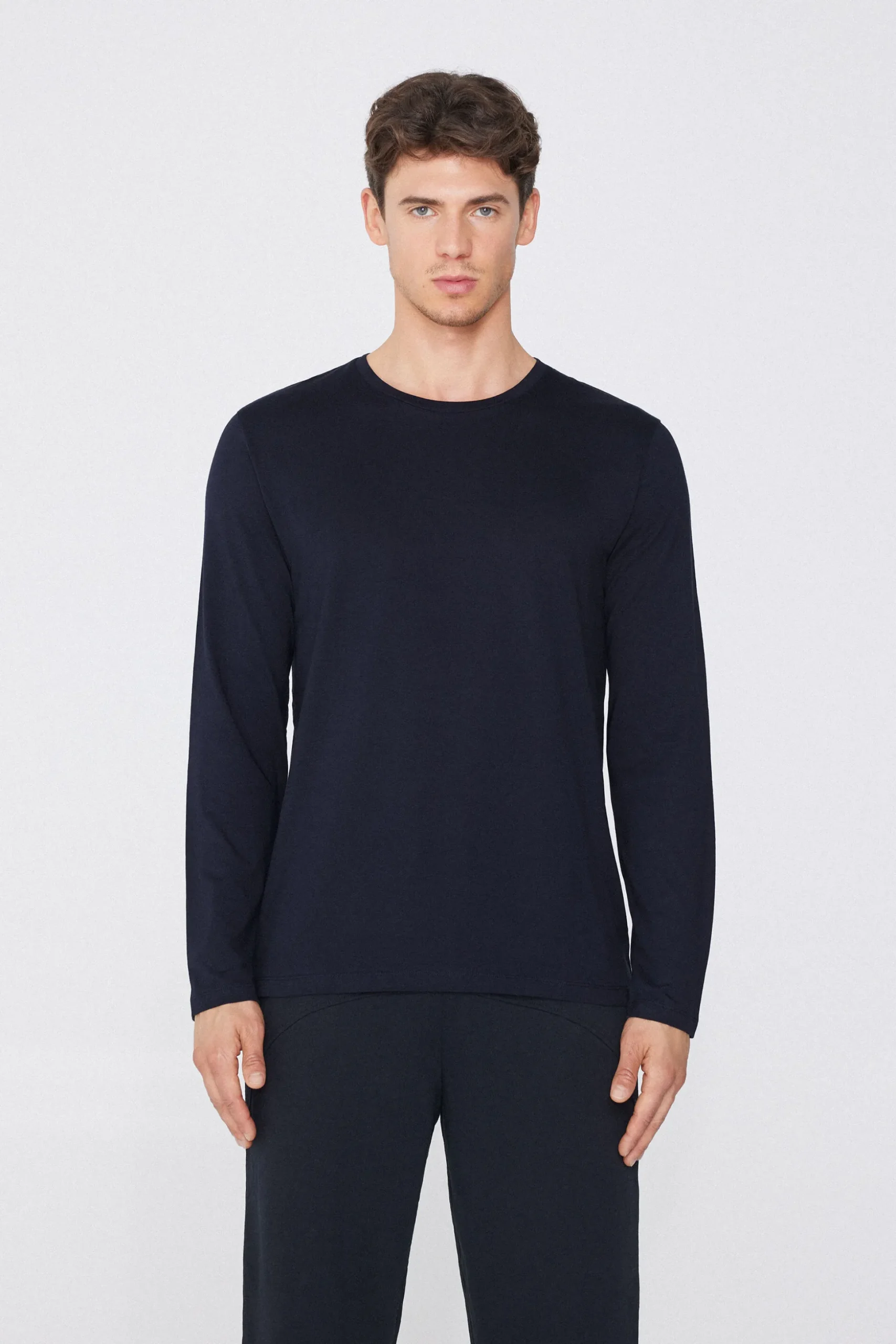 Long Sleeve Cotton Crew Neck Top - Long-Sleeved Tops - Men | Tezenis