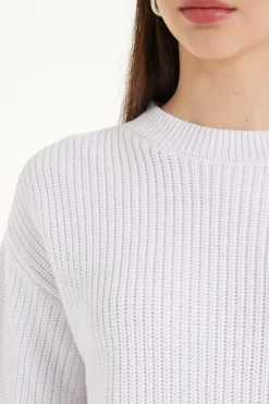 Long Sleeve Crew Neck Sweater With Drop Stitch Trim - Long-Sleeved Tops - Women | Tezenis