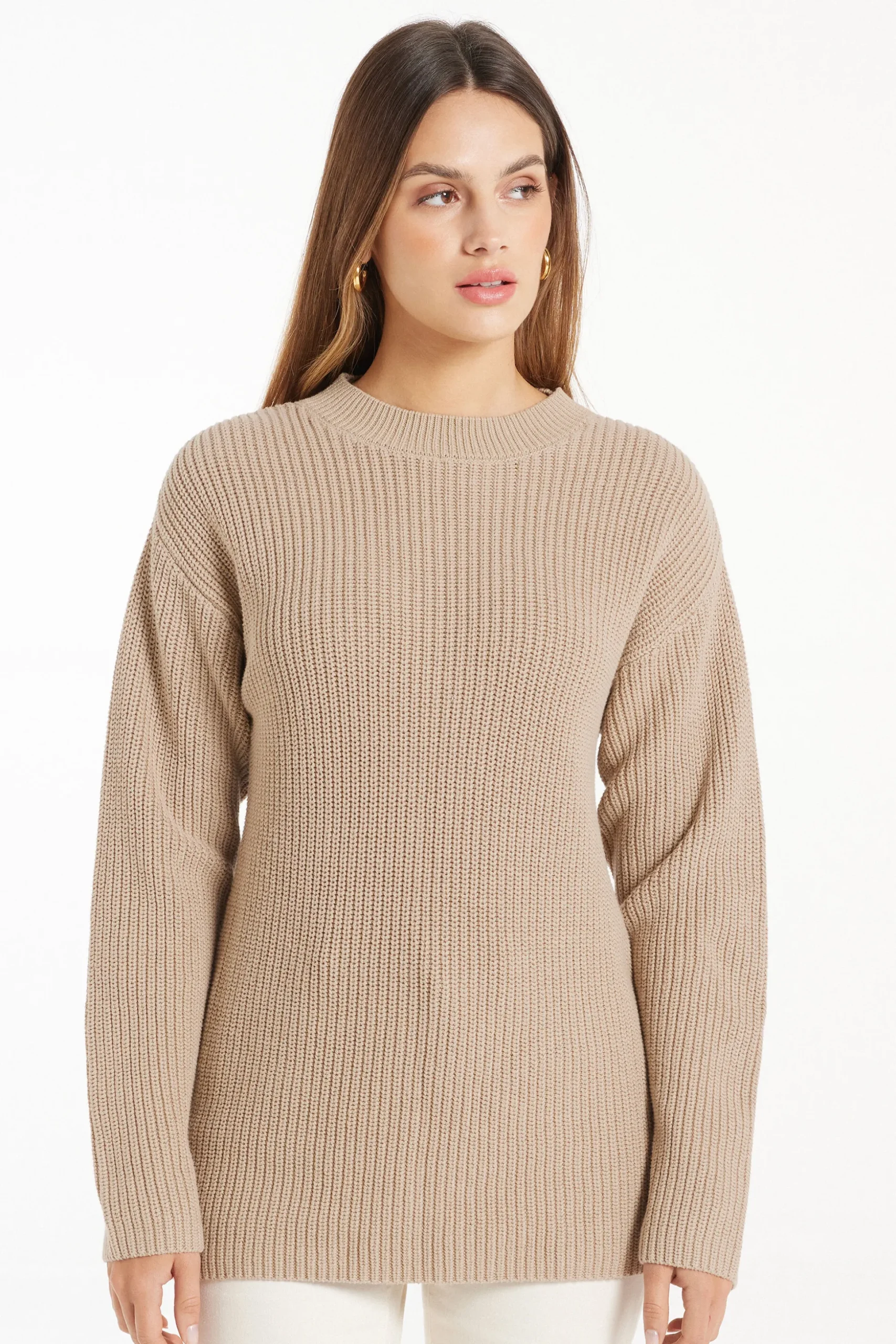 Long Sleeve Crew Neck Sweater With Drop Stitch Trim - Long-Sleeved Tops - Women | Tezenis