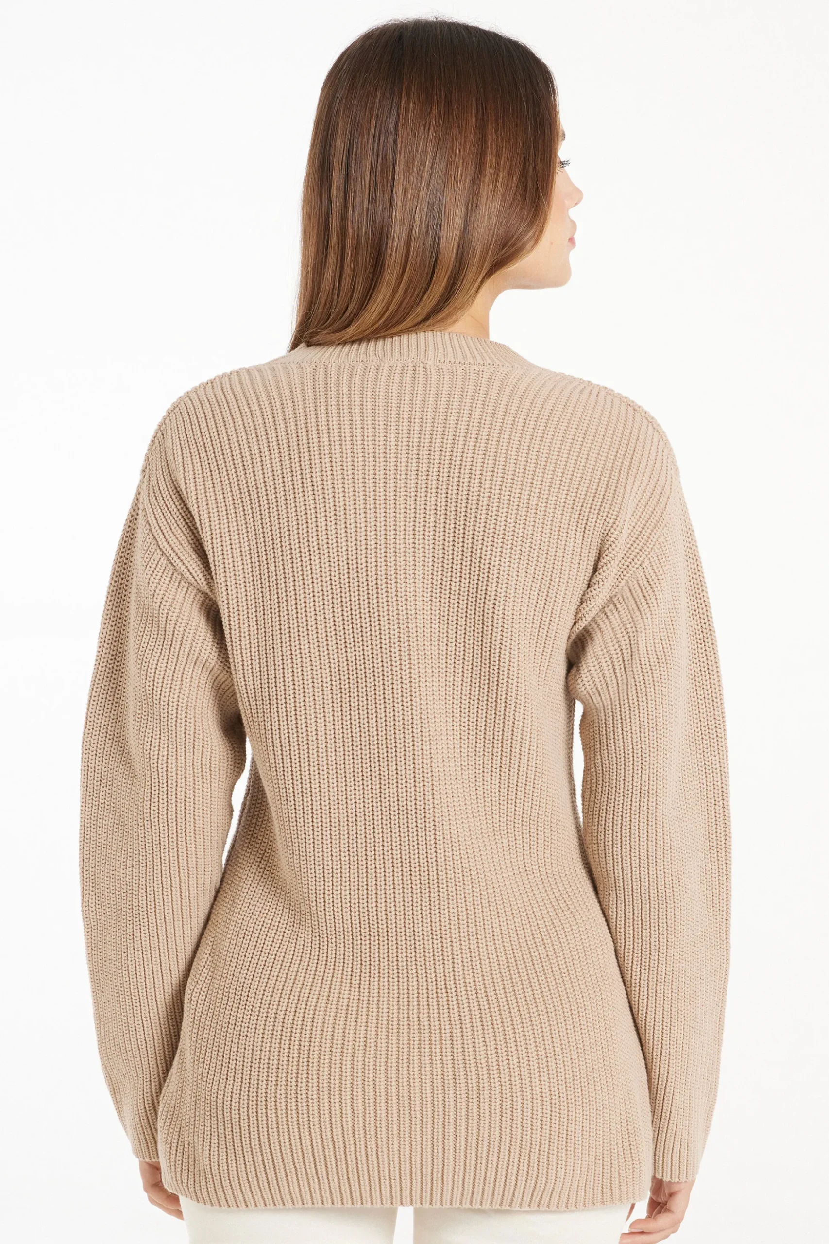 Long Sleeve Crew Neck Sweater With Drop Stitch Trim - Long-Sleeved Tops - Women | Tezenis