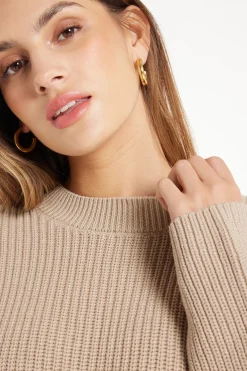 Long Sleeve Crew Neck Sweater With Drop Stitch Trim - Long-Sleeved Tops - Women | Tezenis