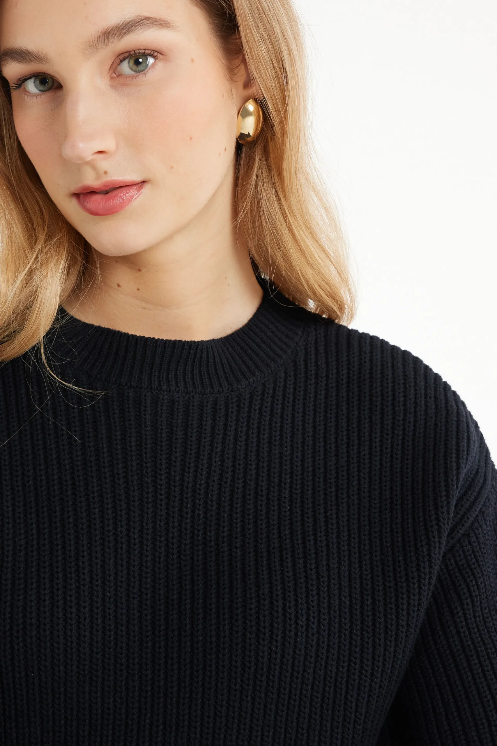 Long Sleeve Crew Neck Sweater With Drop Stitch Trim - Long-Sleeved Tops - Women | Tezenis