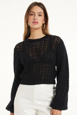 Long Sleeve Cropped Open Knit Sweater - Long-Sleeved Tops - Women | Tezenis