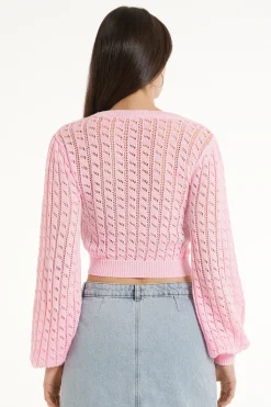 Long Sleeve Cropped Open Knit Sweater - Long-Sleeved Tops - Women | Tezenis