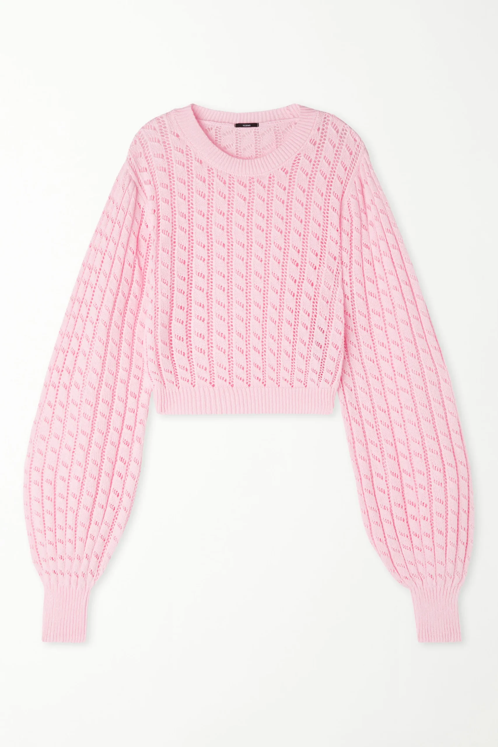 Long Sleeve Cropped Open Knit Sweater - Long-Sleeved Tops - Women | Tezenis