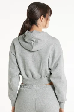 Long Sleeve Drop Shoulder Heavyweight Cropped Hoodie Sweatshirt - Tracksuits - Women | Tezenis