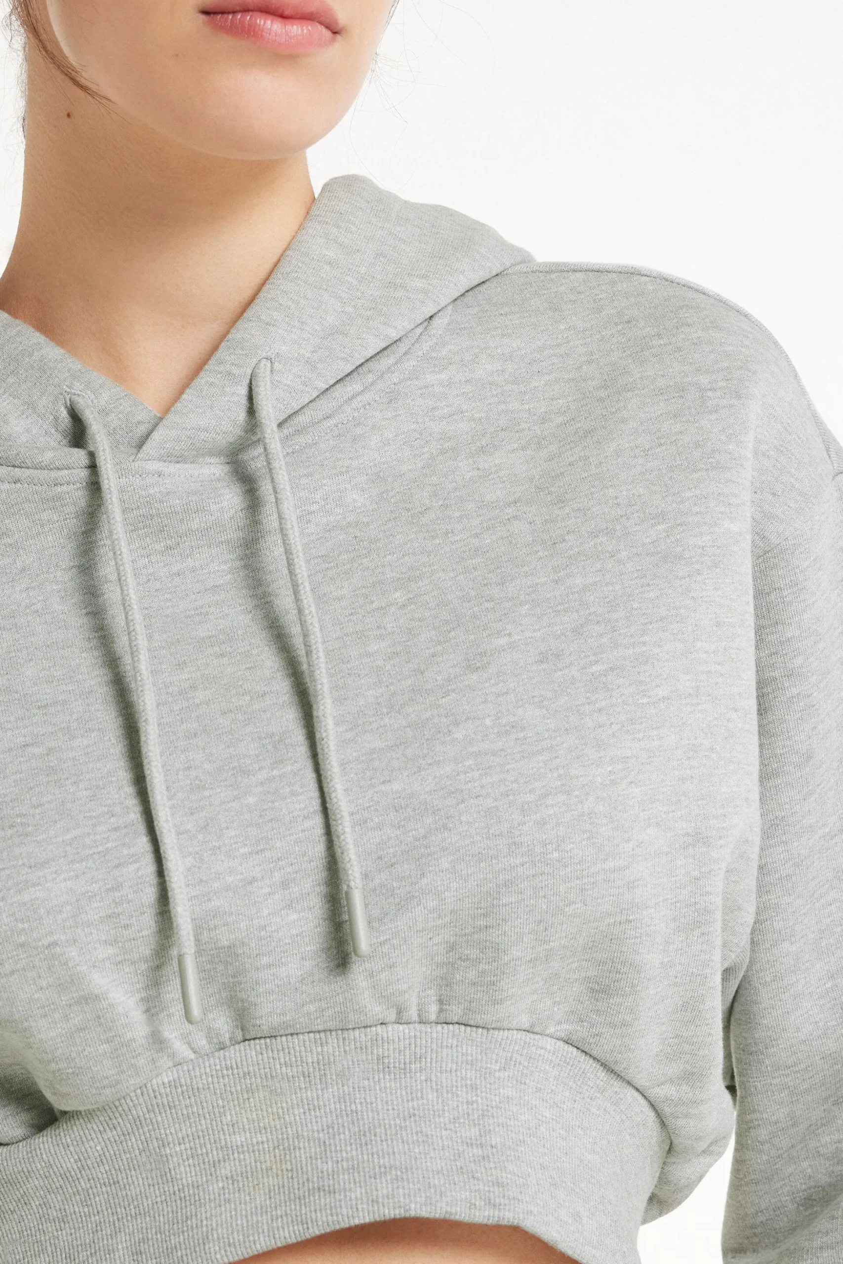 Long Sleeve Drop Shoulder Heavyweight Cropped Hoodie Sweatshirt - Tracksuits - Women | Tezenis