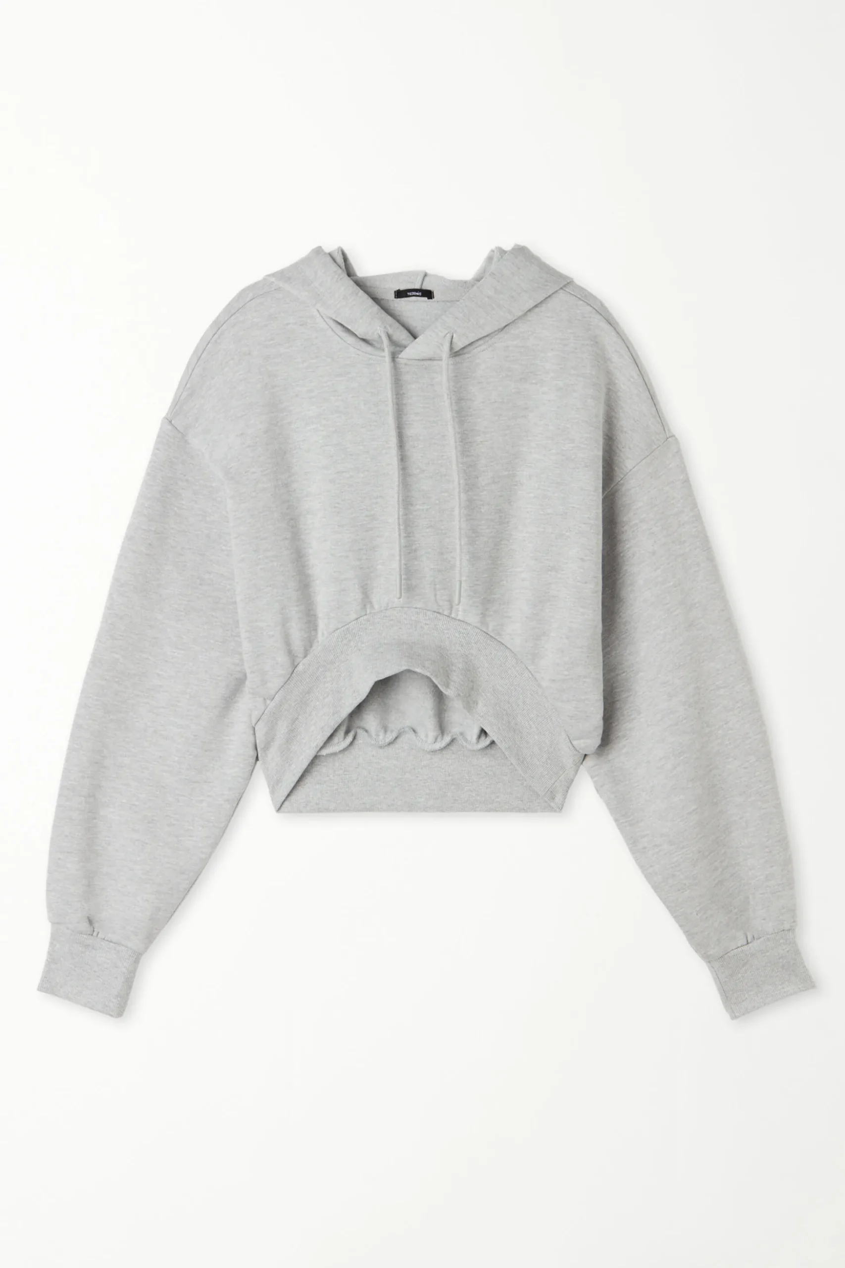 Long Sleeve Drop Shoulder Heavyweight Cropped Hoodie Sweatshirt - Tracksuits - Women | Tezenis