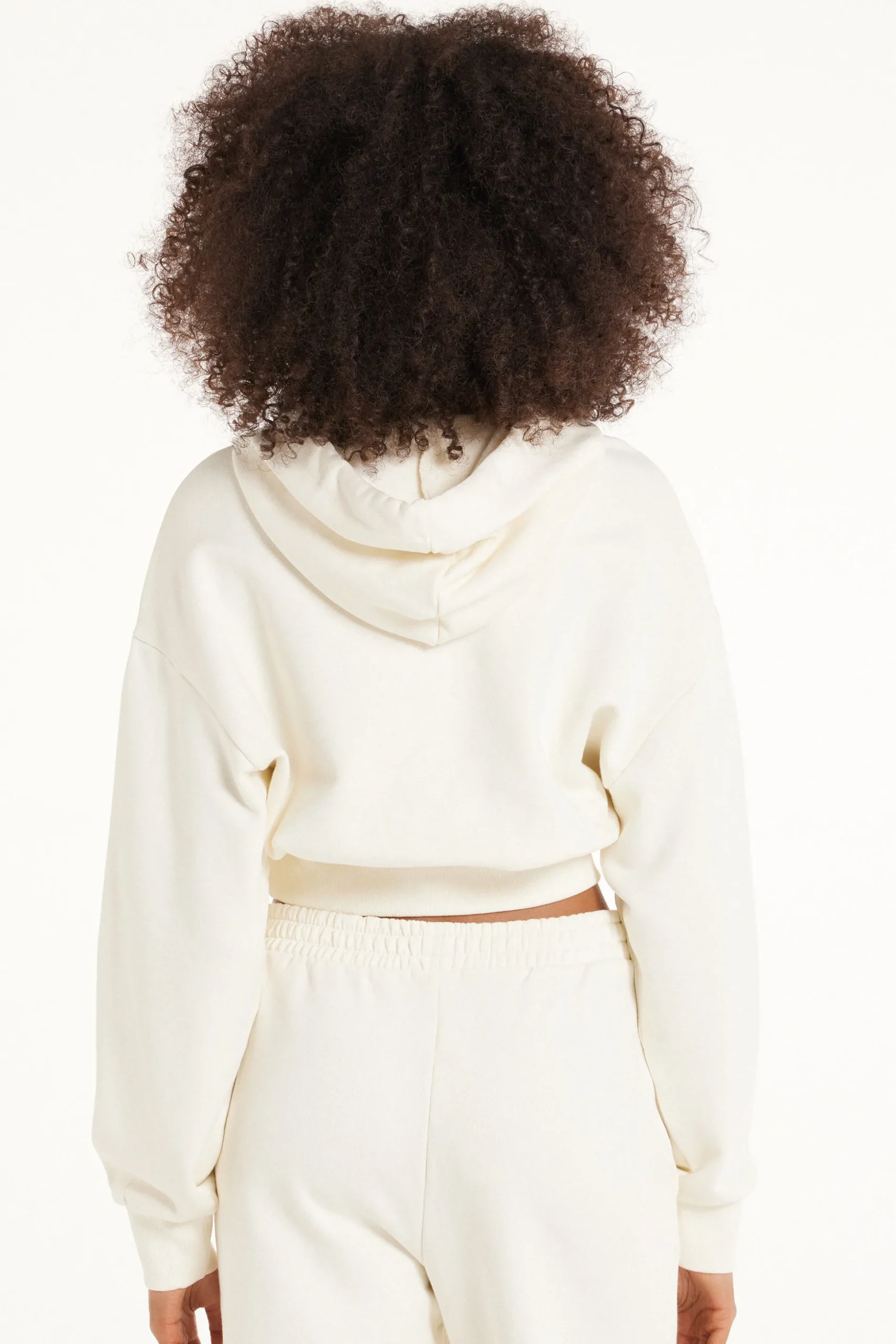 Long Sleeve Drop Shoulder Heavyweight Cropped Hoodie Sweatshirt - Tracksuits - Women | Tezenis