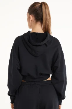 Long Sleeve Drop Shoulder Heavyweight Cropped Hoodie Sweatshirt - Tracksuits - Women | Tezenis