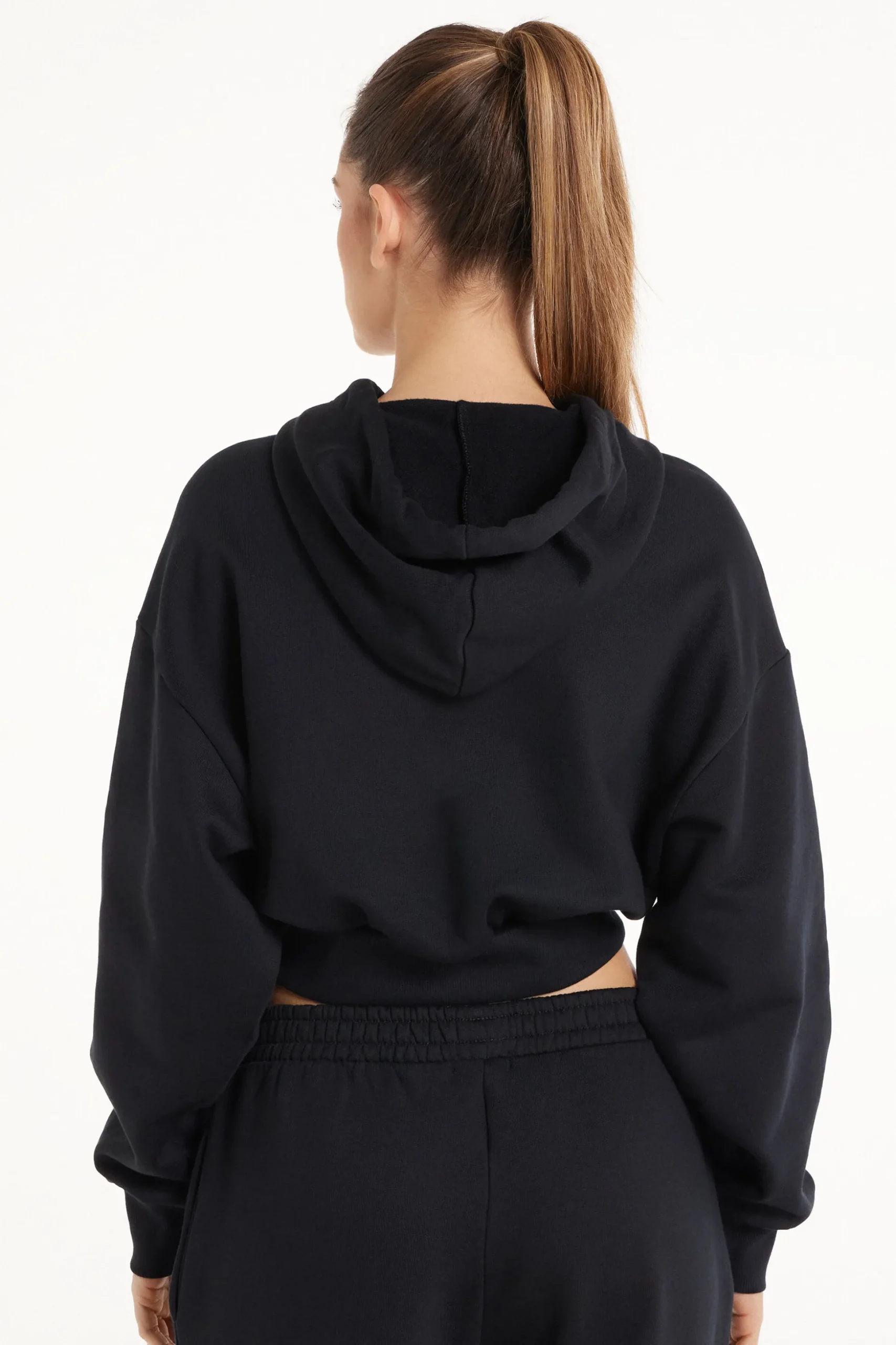 Long Sleeve Drop Shoulder Heavyweight Cropped Hoodie Sweatshirt - Tracksuits - Women | Tezenis