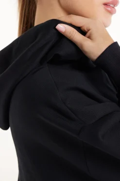 Long Sleeve Drop Shoulder Heavyweight Cropped Hoodie Sweatshirt - Tracksuits - Women | Tezenis