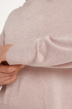 Long Sleeve Dropped Shoulder Coated Fabric Crew Neck Sweater - Long-Sleeved Tops - Women | Tezenis