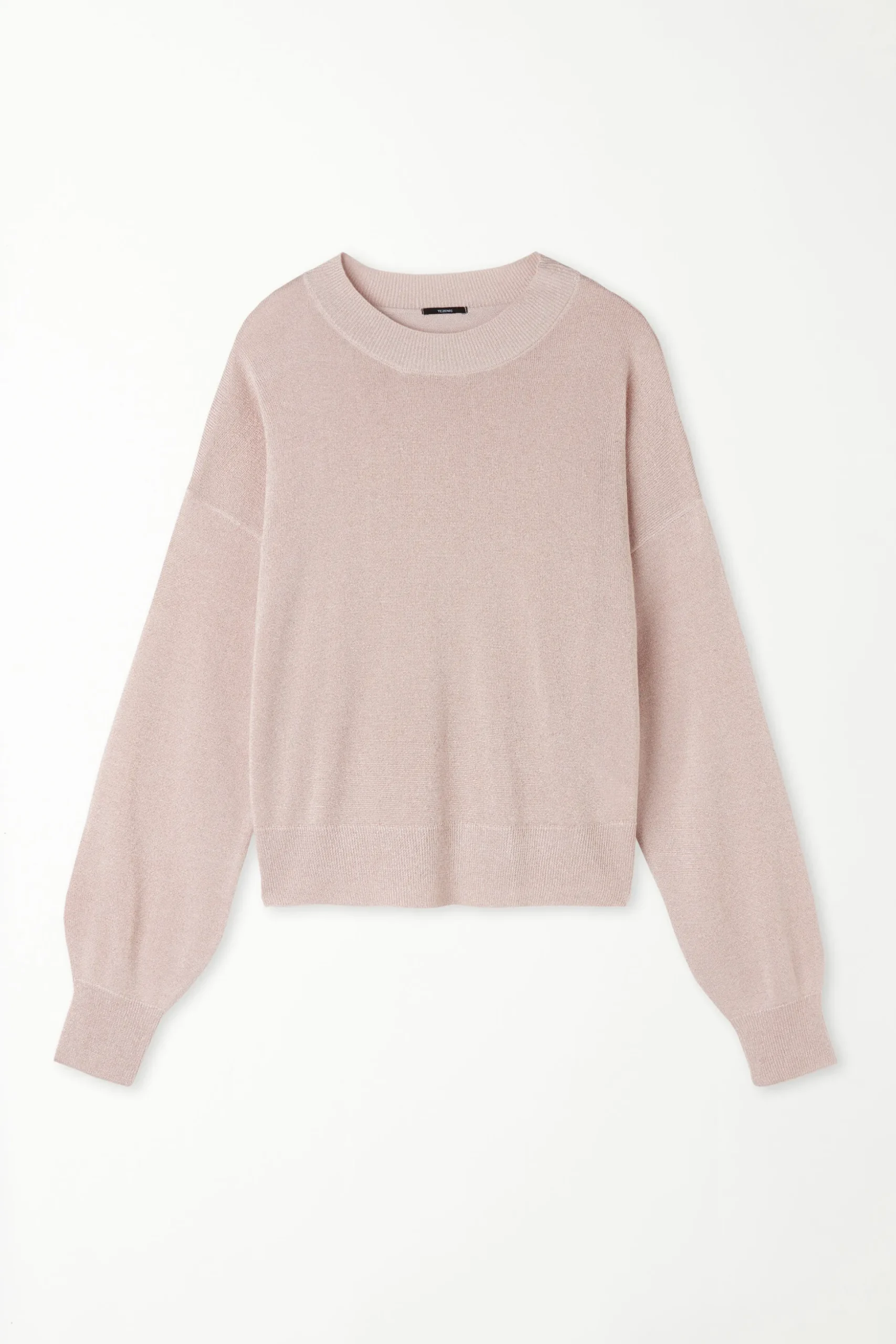 Long Sleeve Dropped Shoulder Coated Fabric Crew Neck Sweater - Long-Sleeved Tops - Women | Tezenis