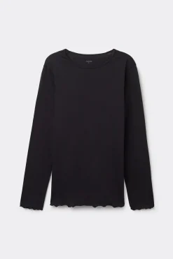 Long Sleeve Lettuce Leaf Stitch Cotton Top - Pajama Sets - Women | Tezenis