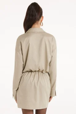 Long Sleeve Mini Dress In Satin Jacquard - Dresses And Jumpsuits - Women | Tezenis