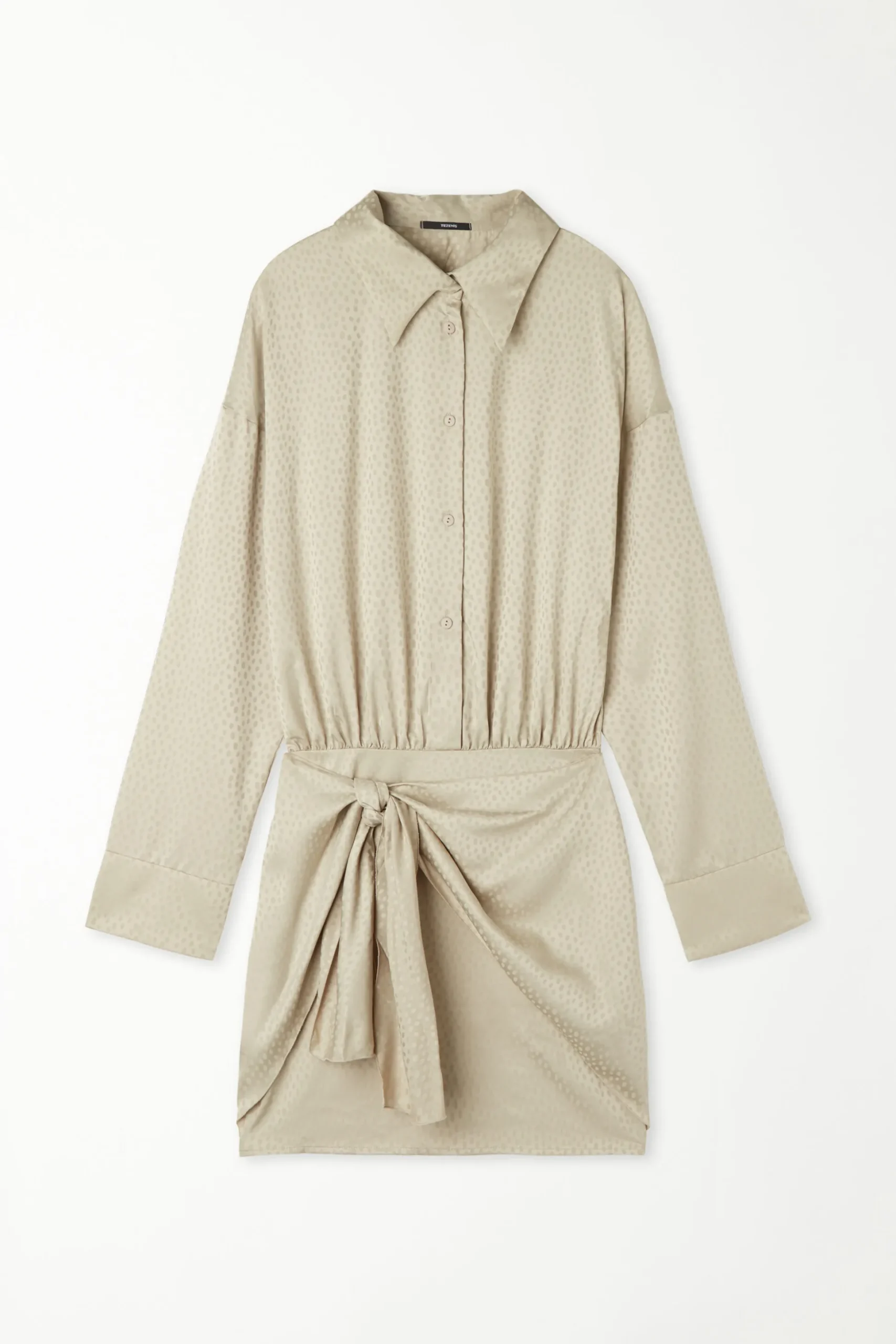 Long Sleeve Mini Dress In Satin Jacquard - Dresses And Jumpsuits - Women | Tezenis