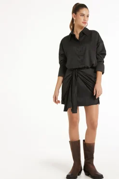 Long Sleeve Mini Dress In Satin Jacquard - Dresses And Jumpsuits - Women | Tezenis