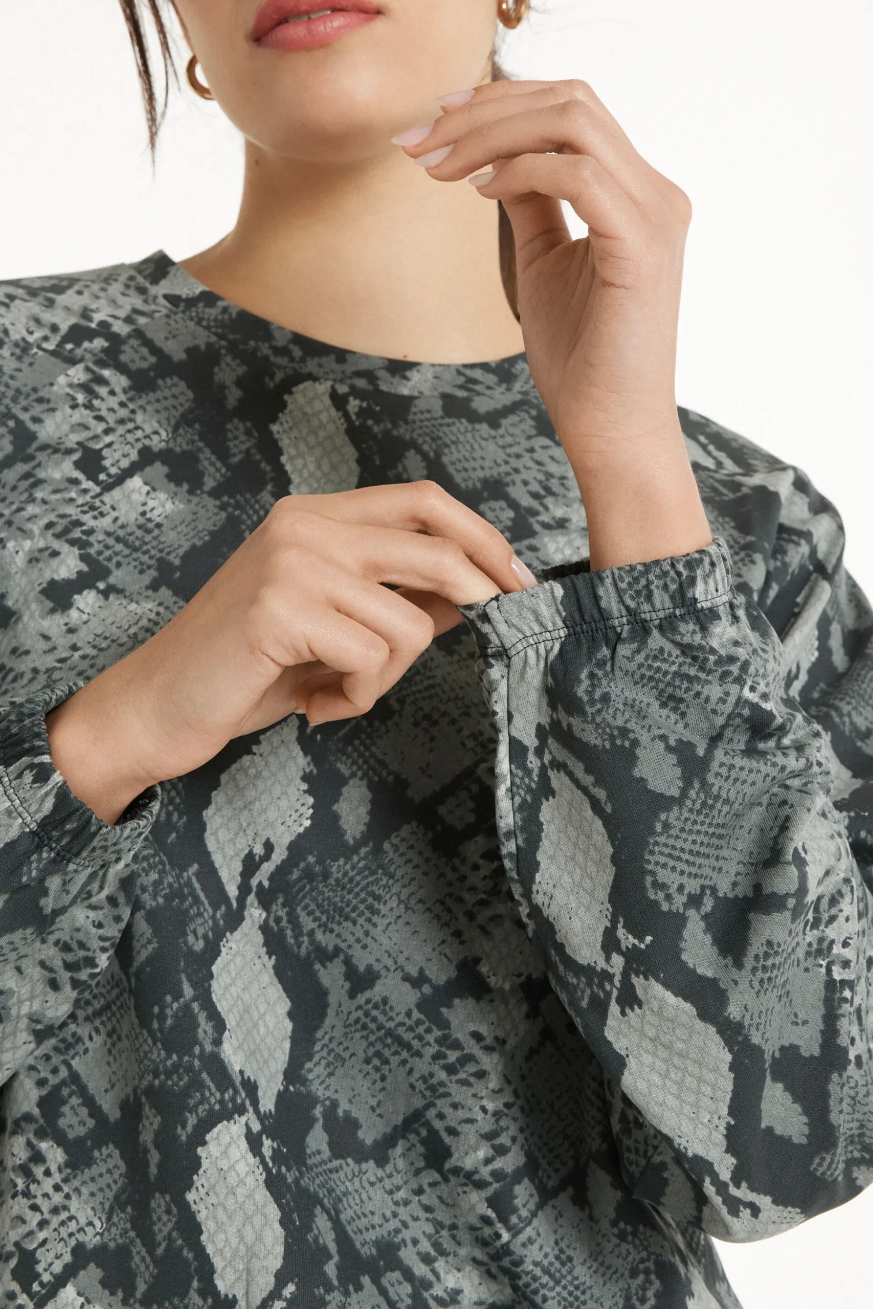 Long Sleeve Printed Crew Neck Sweater - Tracksuits - Women | Tezenis