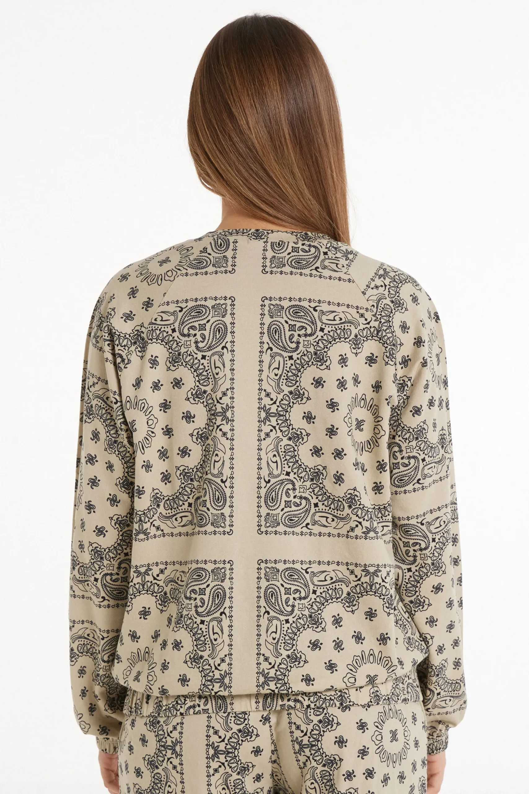 Long Sleeve Printed Crew Neck Sweater - Tracksuits - Women | Tezenis