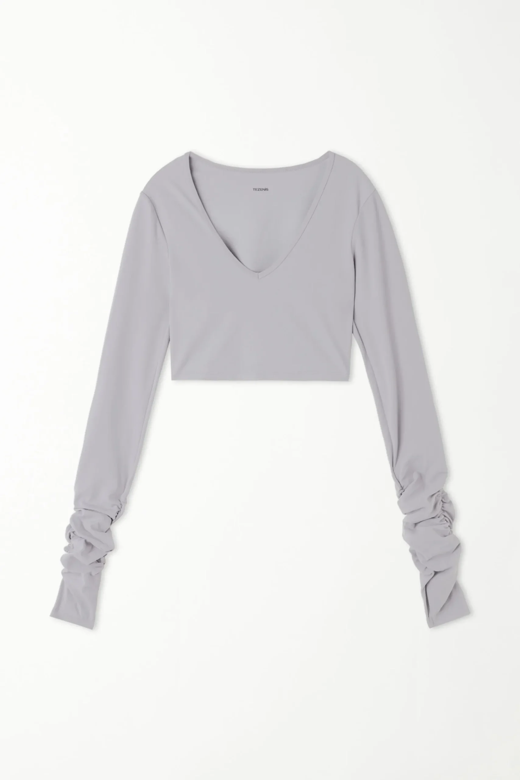 Long Sleeve Scoop Neck Cropped Top In Soft Microfiber - Long-Sleeved Tops - Women | Tezenis