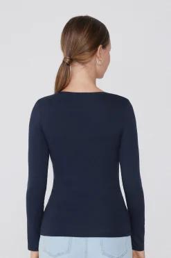 Long Sleeve Scoop Neck Viscose Top - Long-Sleeved Tops - Women | Tezenis