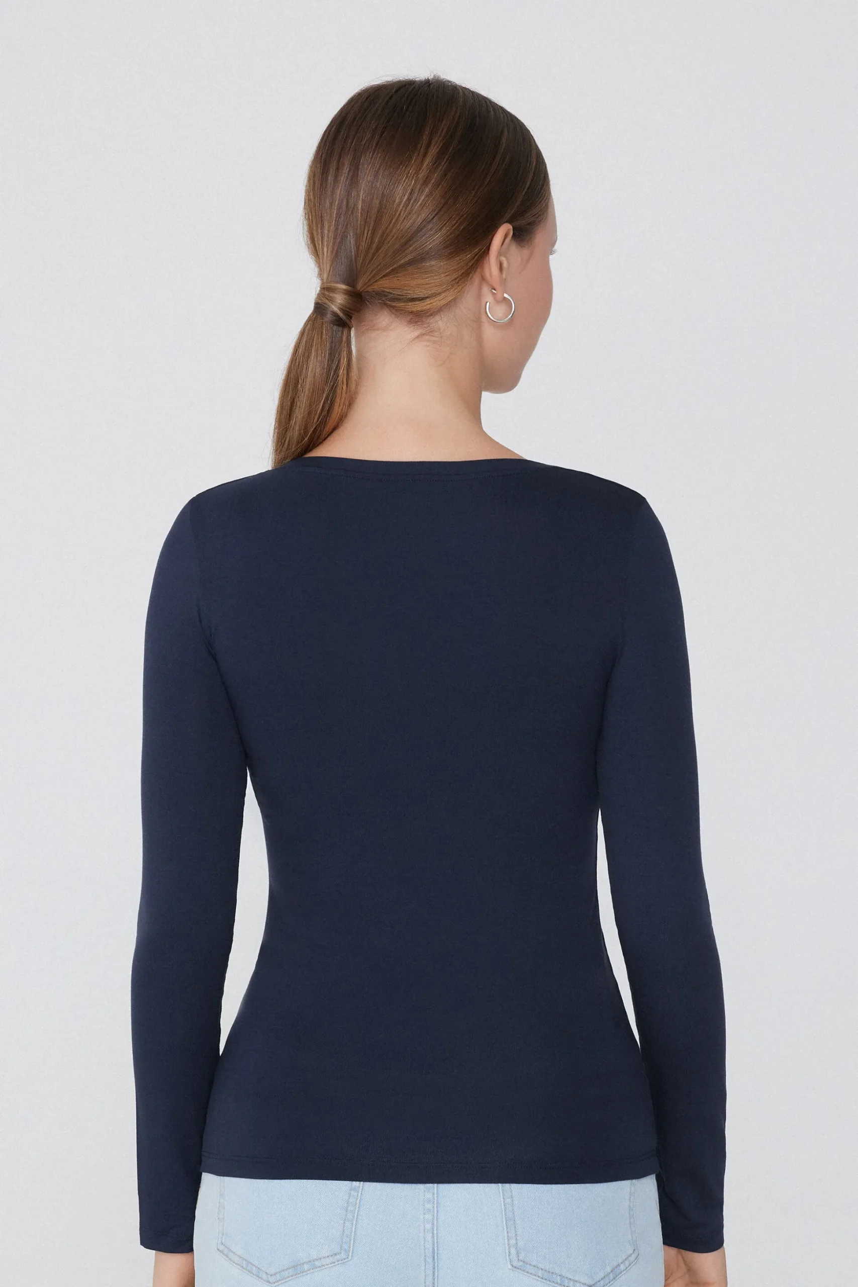 Long Sleeve Scoop Neck Viscose Top - Long-Sleeved Tops - Women | Tezenis