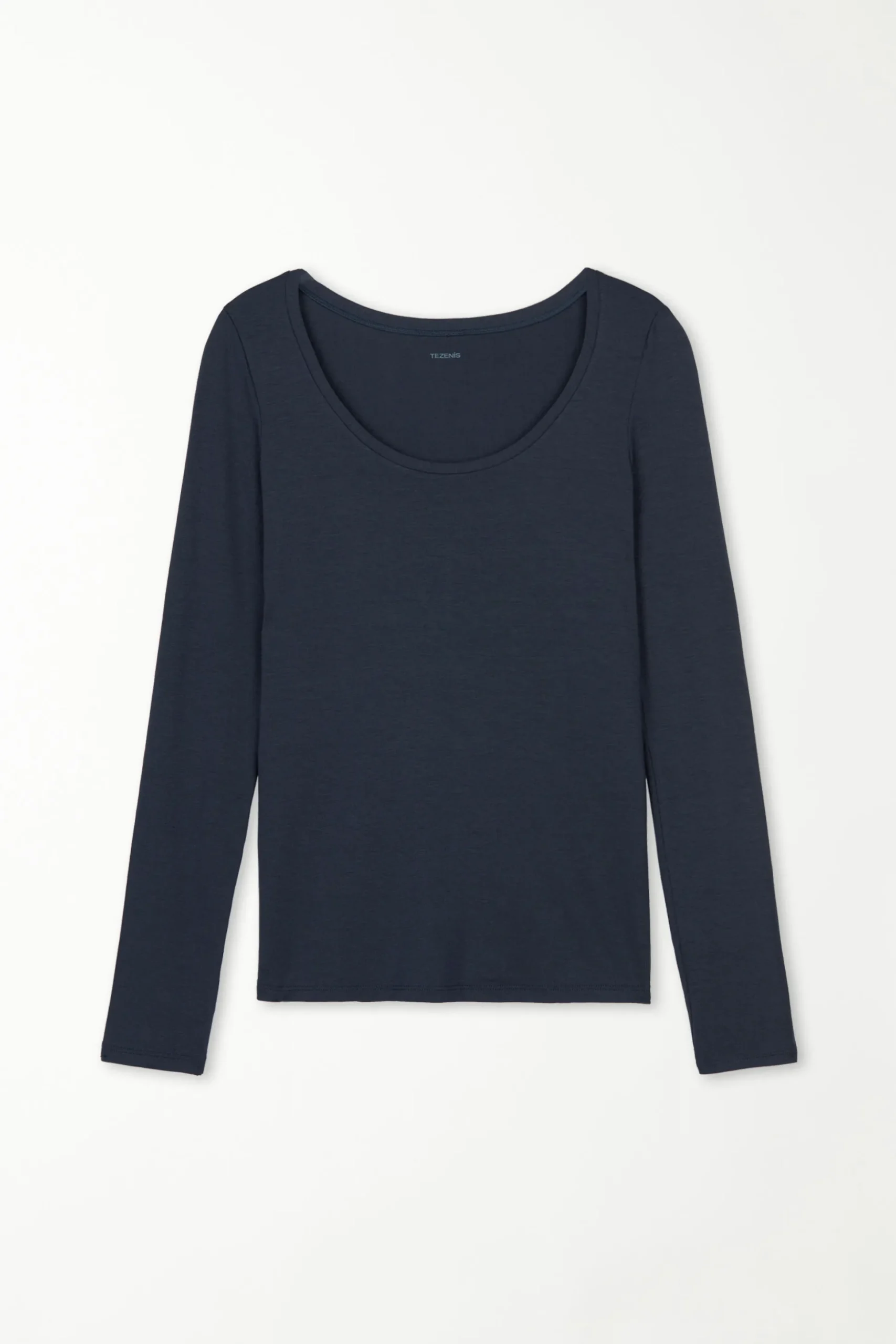 Long Sleeve Scoop Neck Viscose Top - Long-Sleeved Tops - Women | Tezenis