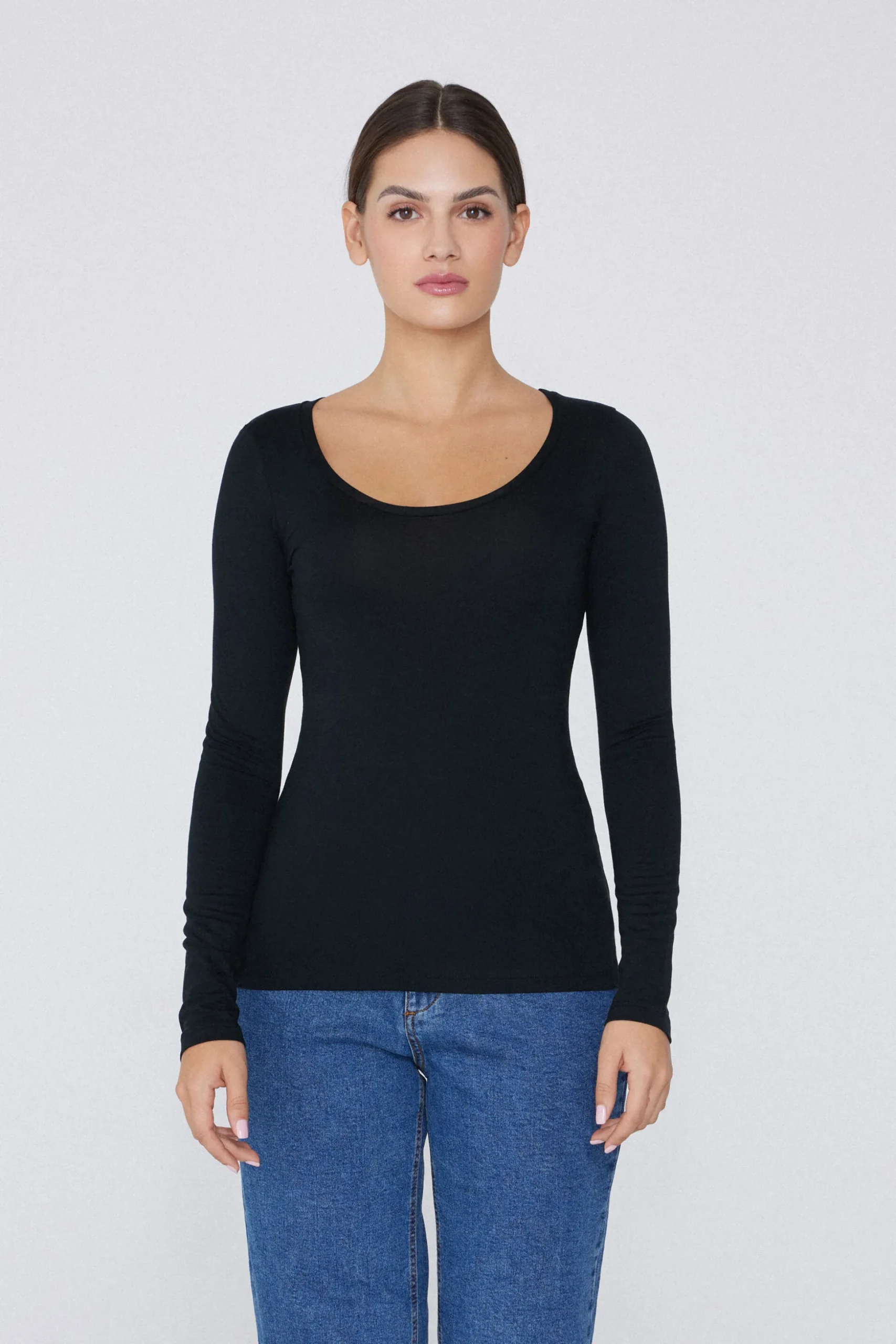 Long Sleeve Scoop Neck Viscose Top - Long-Sleeved Tops - Women | Tezenis