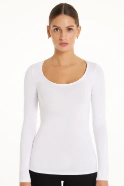 Long Sleeve Scoop Neck Viscose Top - Long-Sleeved Tops - Women | Tezenis