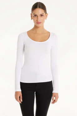 Long Sleeve Scoop Neck Viscose Top - Long-Sleeved Tops - Women | Tezenis