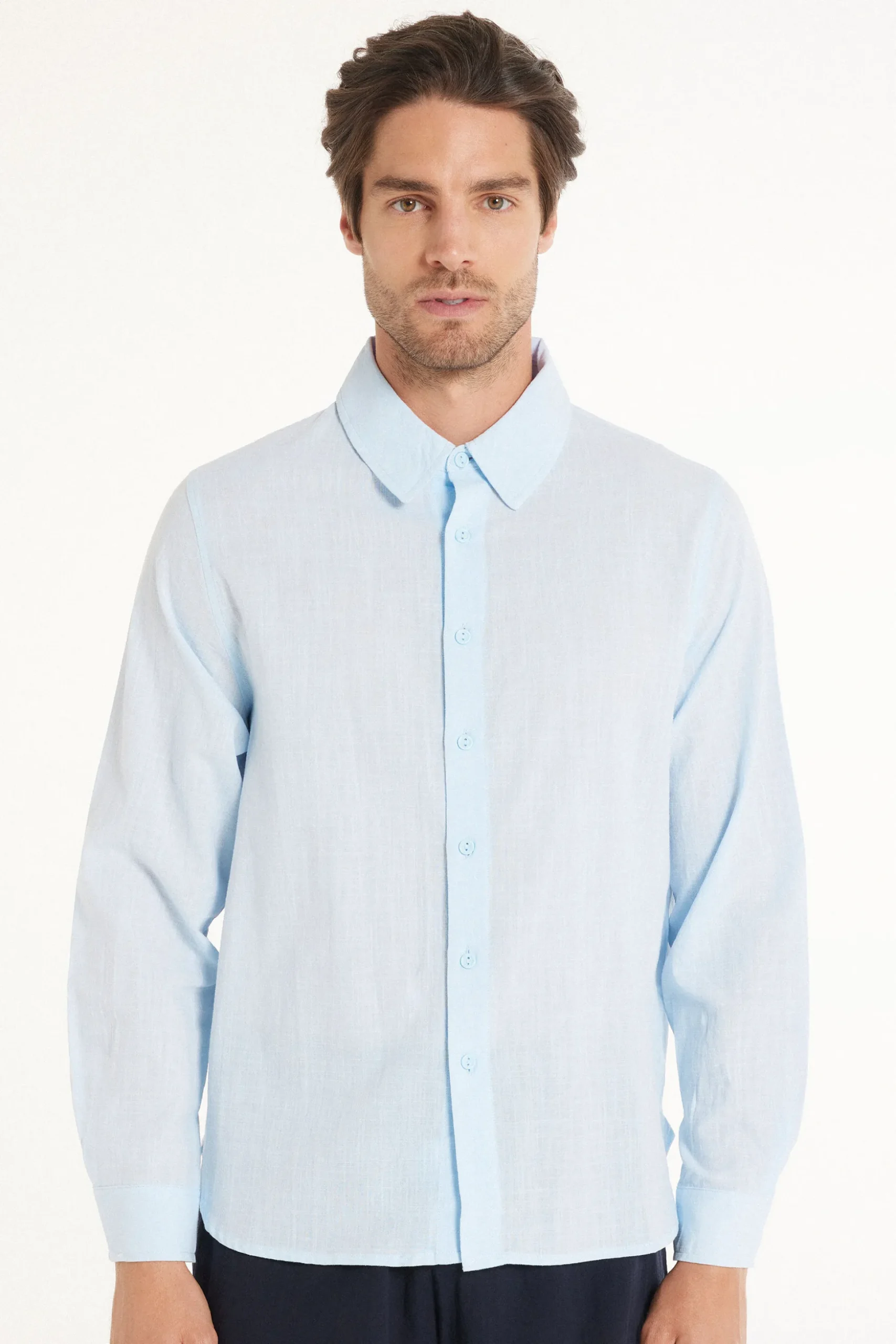 Long Sleeve Shirt In 100% Super Light Cotton - Long-Sleeved Tops - Men | Tezenis