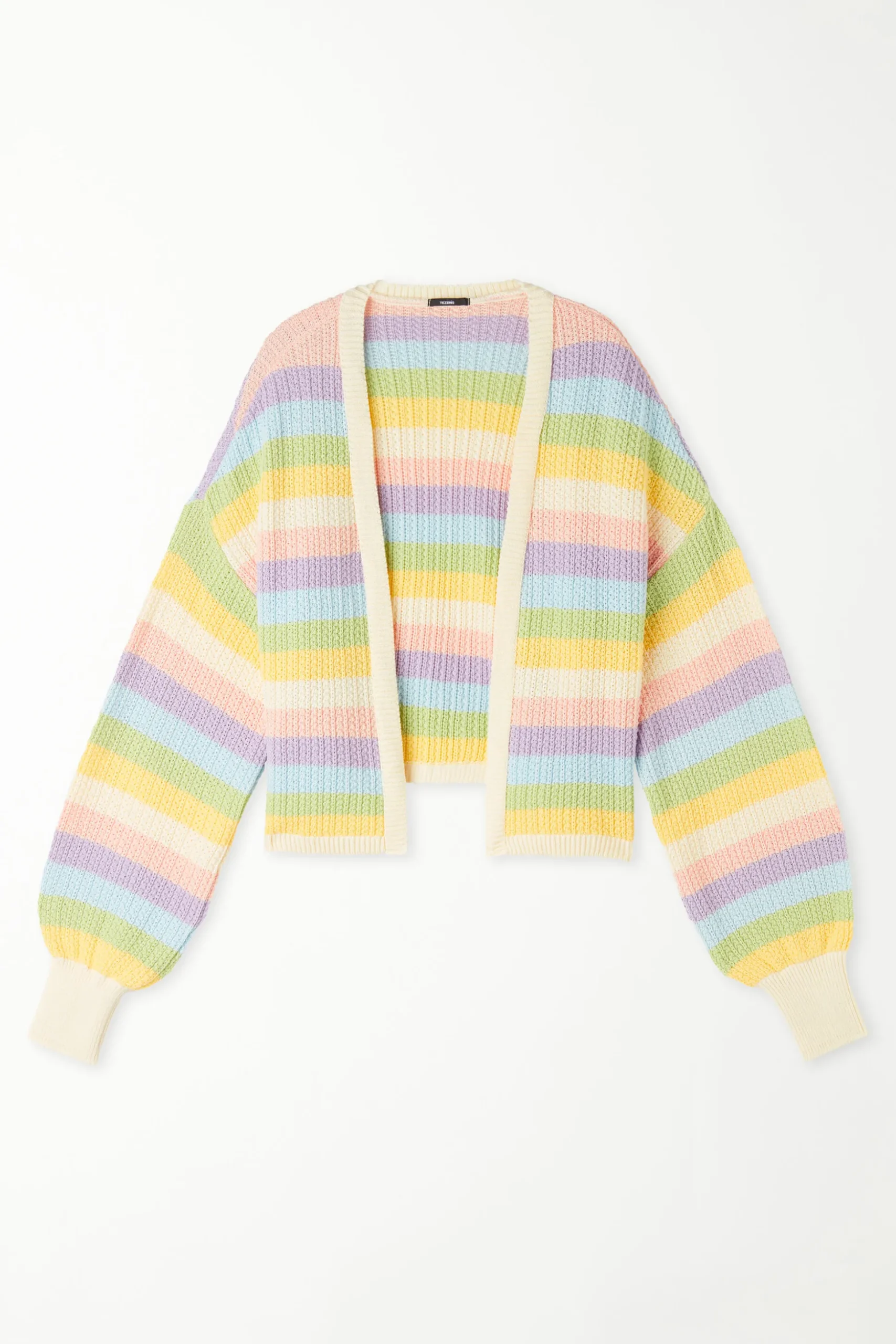 Long Sleeve Striped Full-Fashioned Cotton Cropped Cardigan - Cardigans And Sweaters - Women | Tezenis