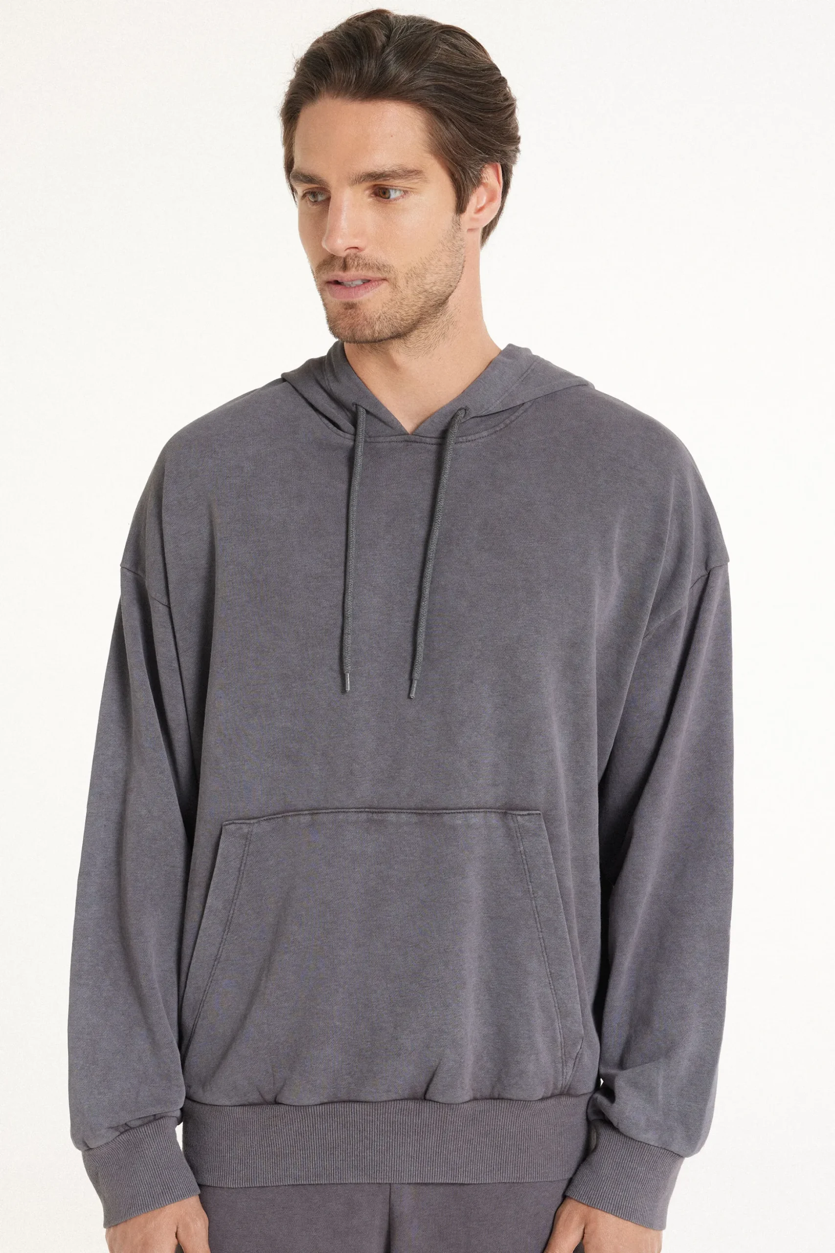 Long Sleeve Washed Hoodie - Sweatshirts - Men | Tezenis