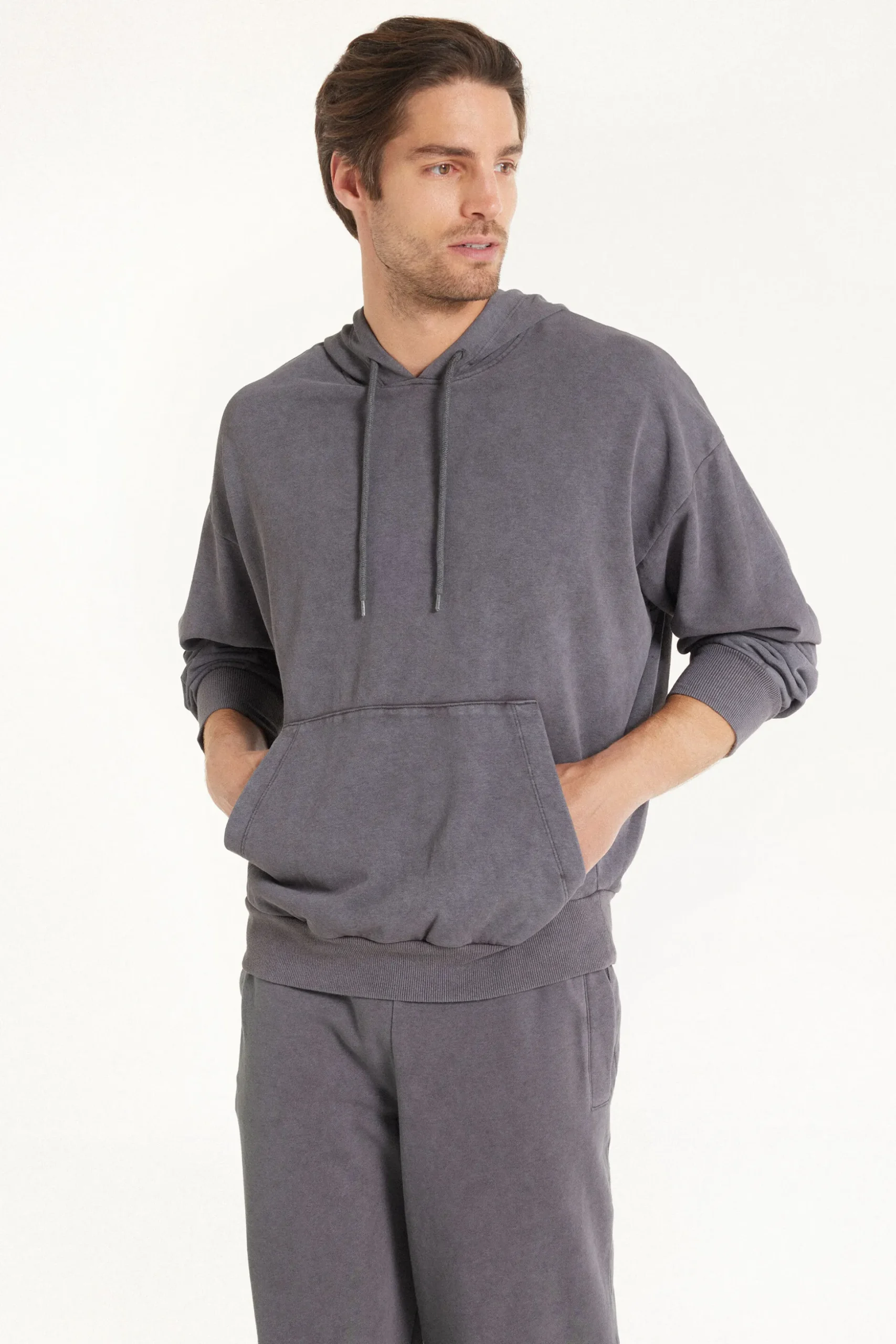 Long Sleeve Washed Hoodie - Sweatshirts - Men | Tezenis