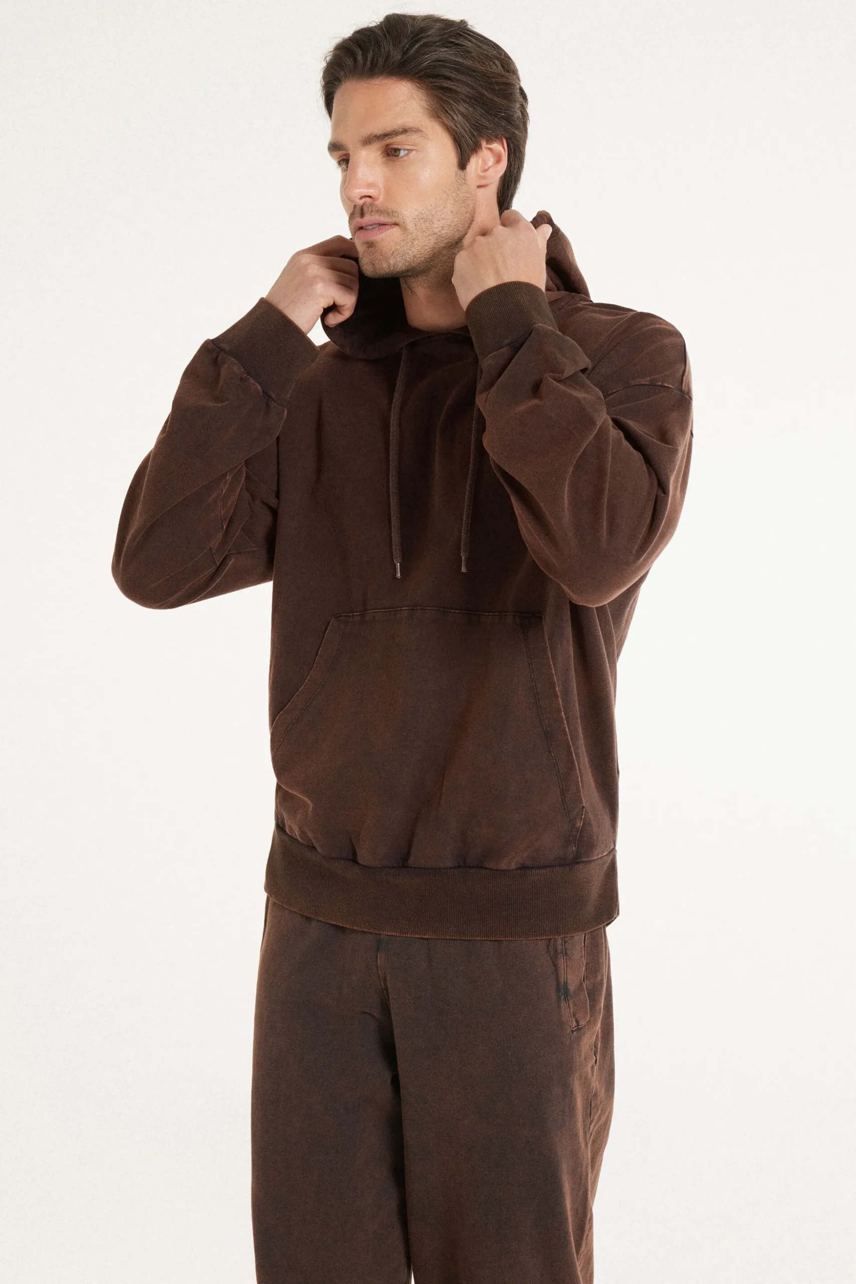 Long Sleeve Washed Hoodie - Sweatshirts - Men | Tezenis
