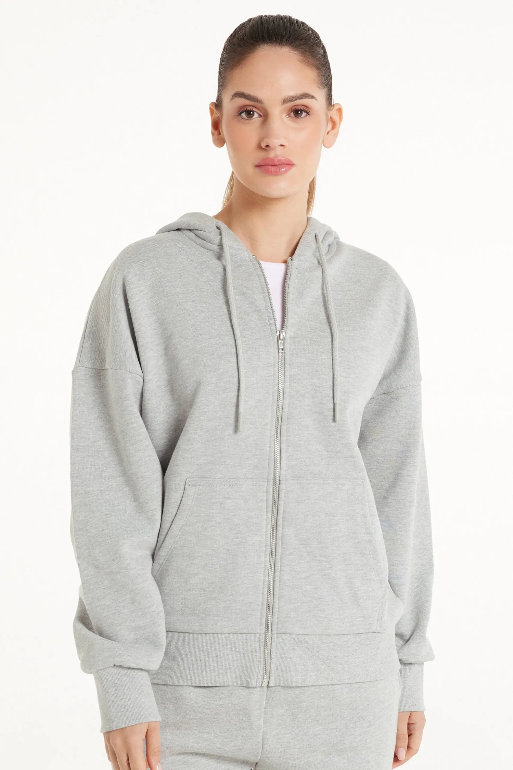 Long Sleeve Zip Heavyweight Hoodie Sweatshirt - Tracksuits - Women | Tezenis