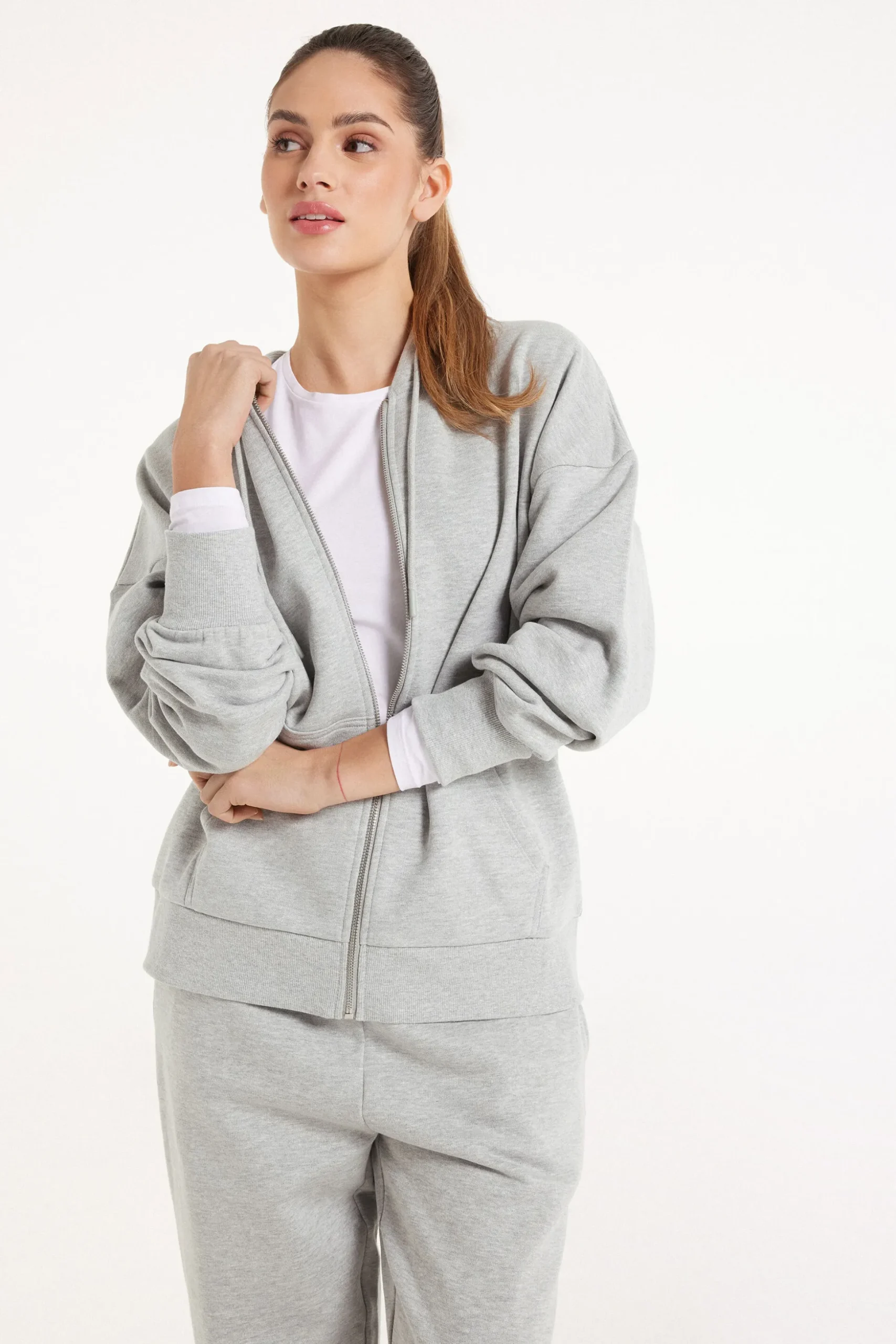 Long Sleeve Zip Heavyweight Hoodie Sweatshirt - Tracksuits - Women | Tezenis