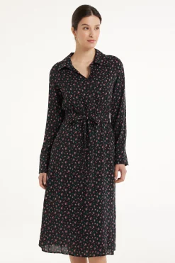Long Viscose Fabric Dress With Sash - Dresses And Jumpsuits - Women | Tezenis