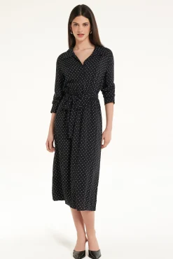 Long Viscose Fabric Dress With Sash - Dresses And Jumpsuits - Women | Tezenis
