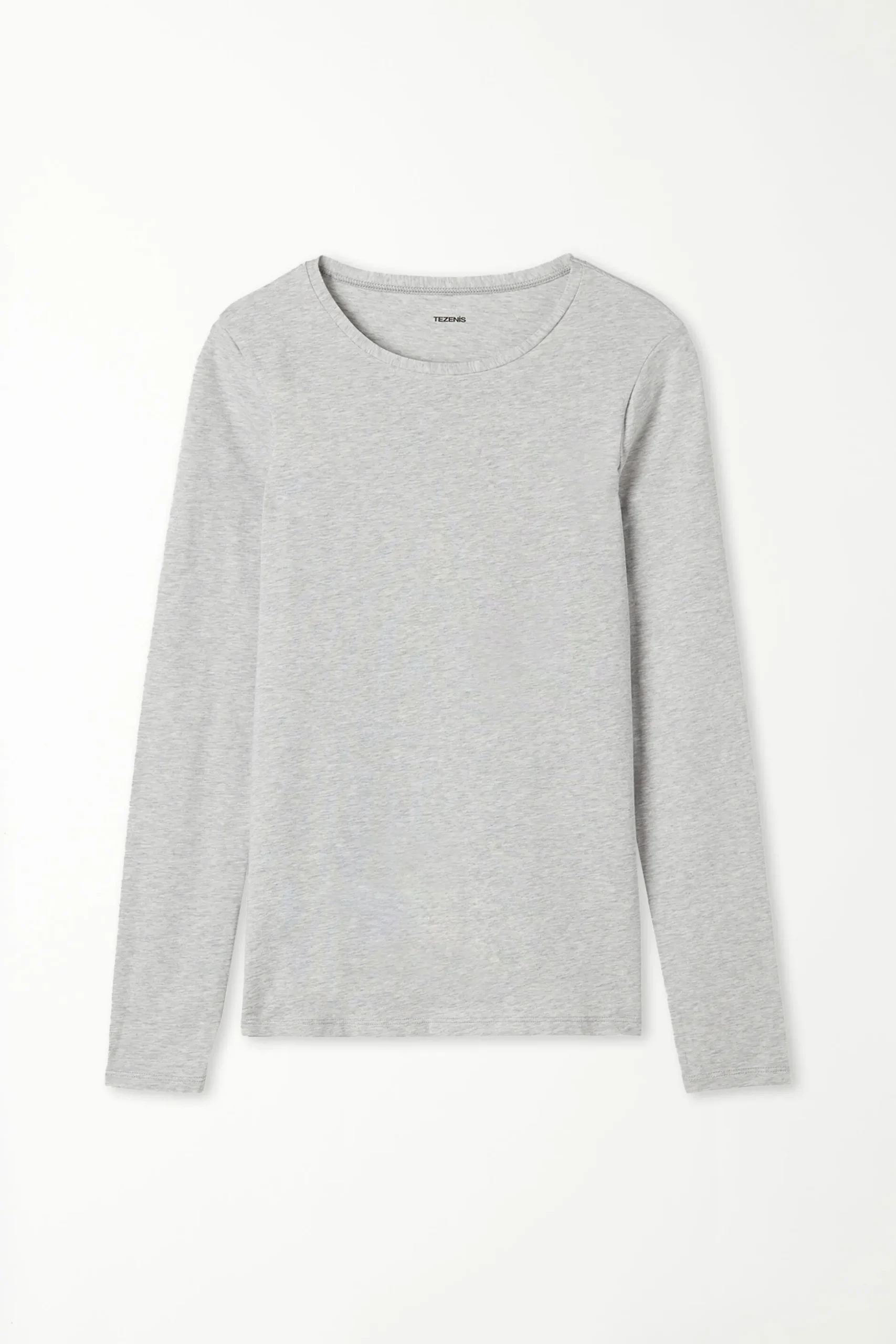 Long-Sleeve Crew-Neck Stretch-Cotton Top - Long-Sleeved Tops - Women | Tezenis
