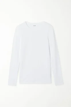 Long-Sleeve Crew-Neck Stretch-Cotton Top - Long-Sleeved Tops - Women | Tezenis