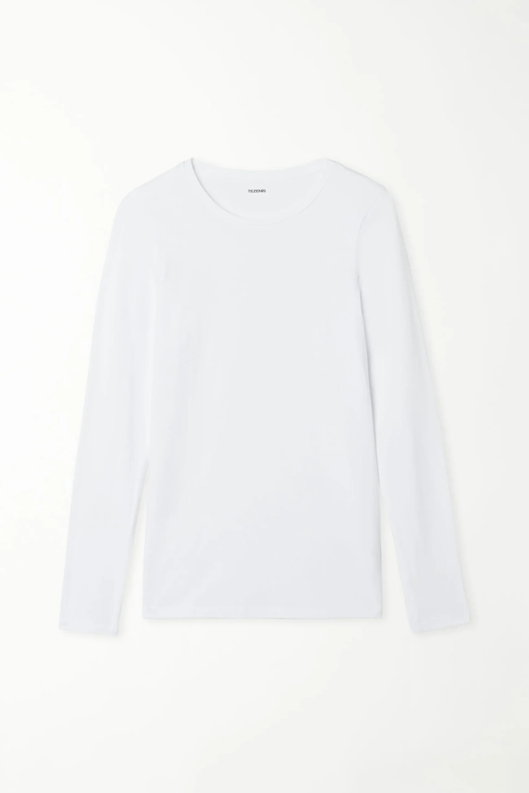 Long-Sleeve Crew-Neck Stretch-Cotton Top - Long-Sleeved Tops - Women | Tezenis