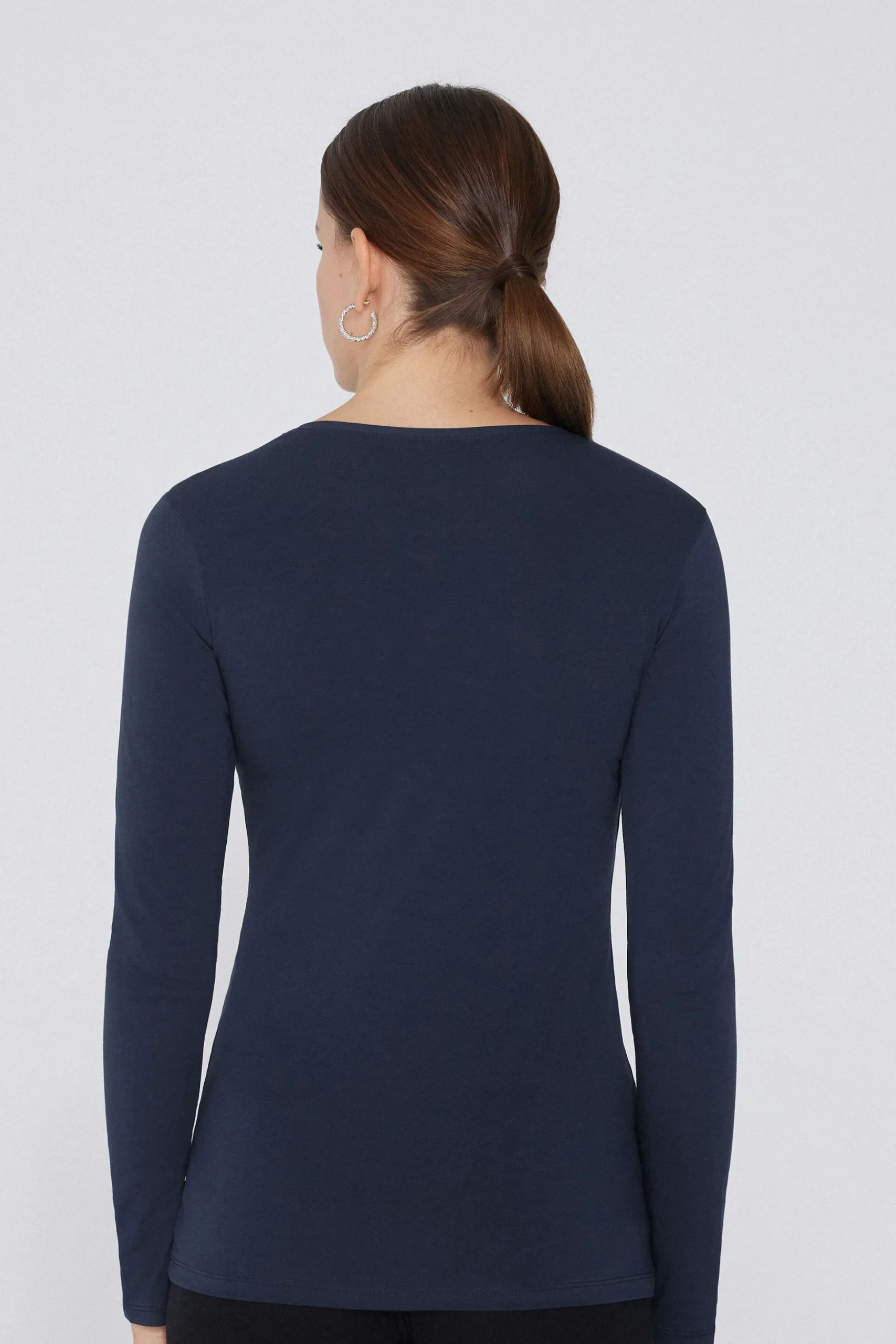Long-Sleeve Crew-Neck Stretch-Cotton Top - Long-Sleeved Tops - Women | Tezenis