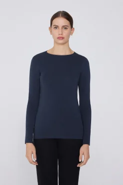 Long-Sleeve Crew-Neck Stretch-Cotton Top - Long-Sleeved Tops - Women | Tezenis