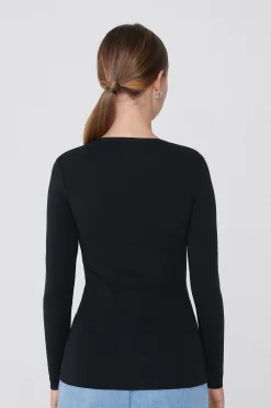 Long-Sleeve Crew-Neck Stretch-Cotton Top - Long-Sleeved Tops - Women | Tezenis