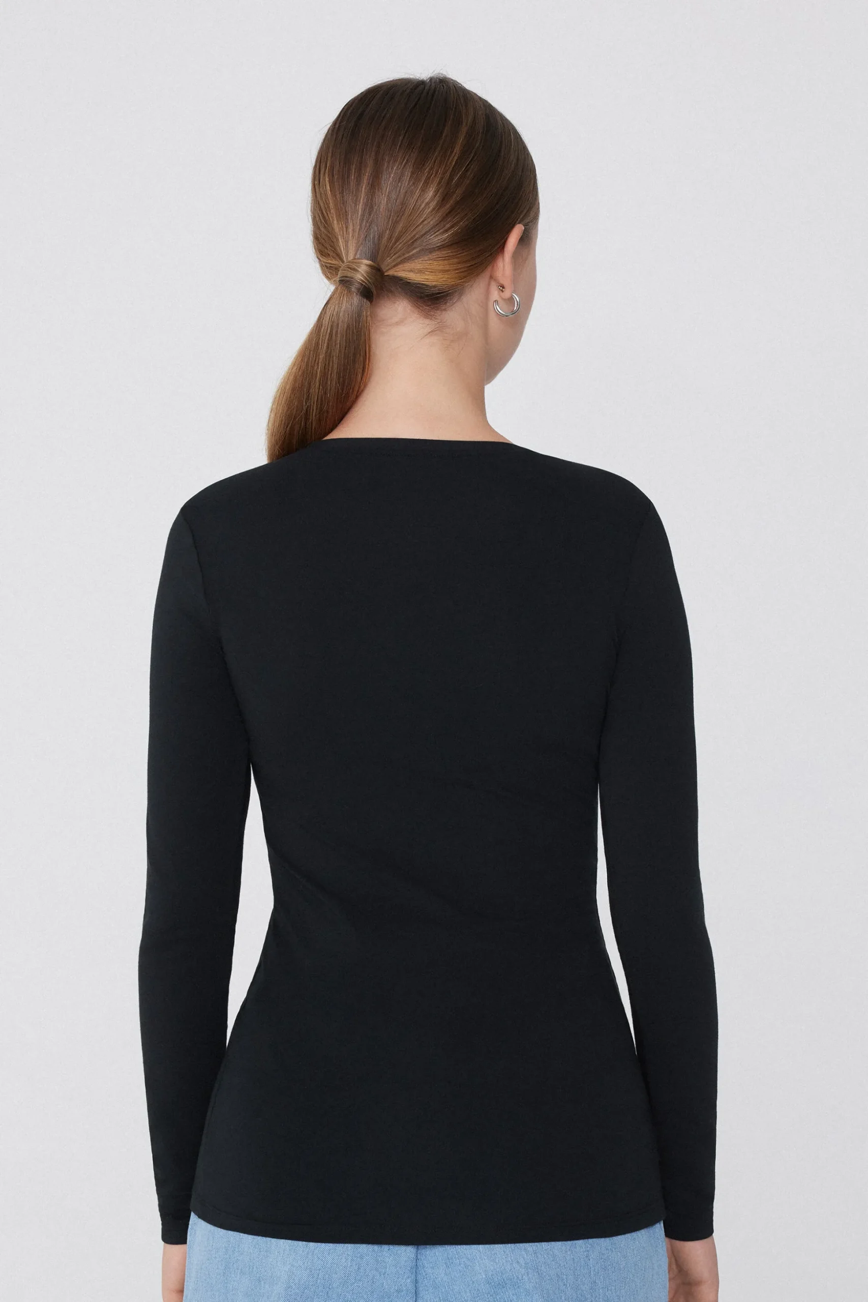 Long-Sleeve Crew-Neck Stretch-Cotton Top - Long-Sleeved Tops - Women | Tezenis