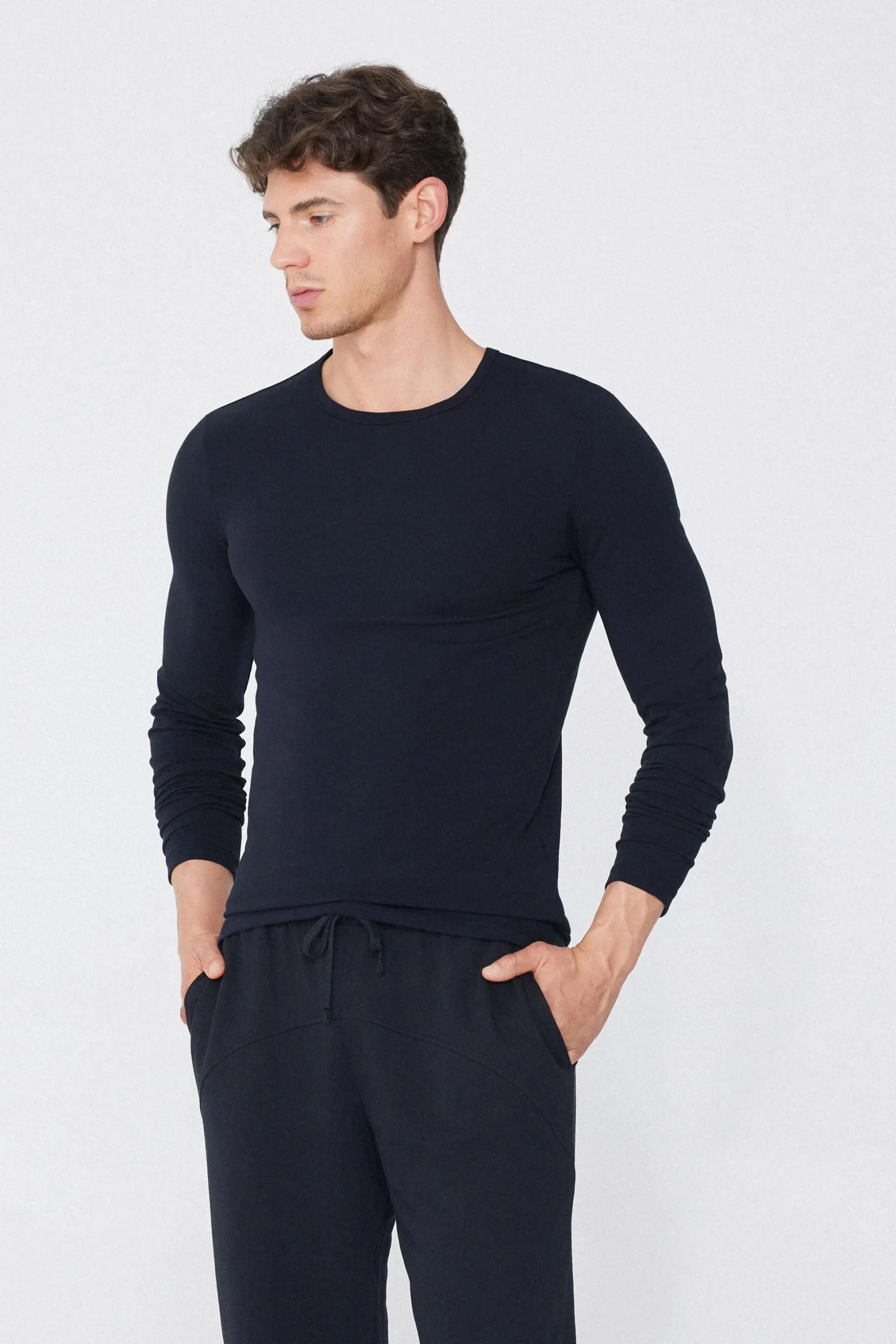 Long-Sleeve Round-Neck Thermal Cotton Top - Long-Sleeved Tops - Men | Tezenis